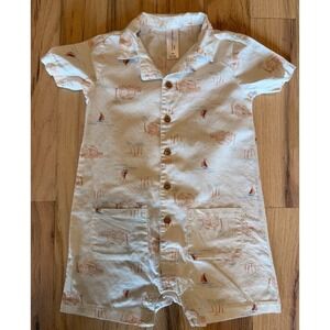 MODERN MOMENTS Gerber Baby Boy Shortall Romper Beach Palm Tree Sailboat 24M